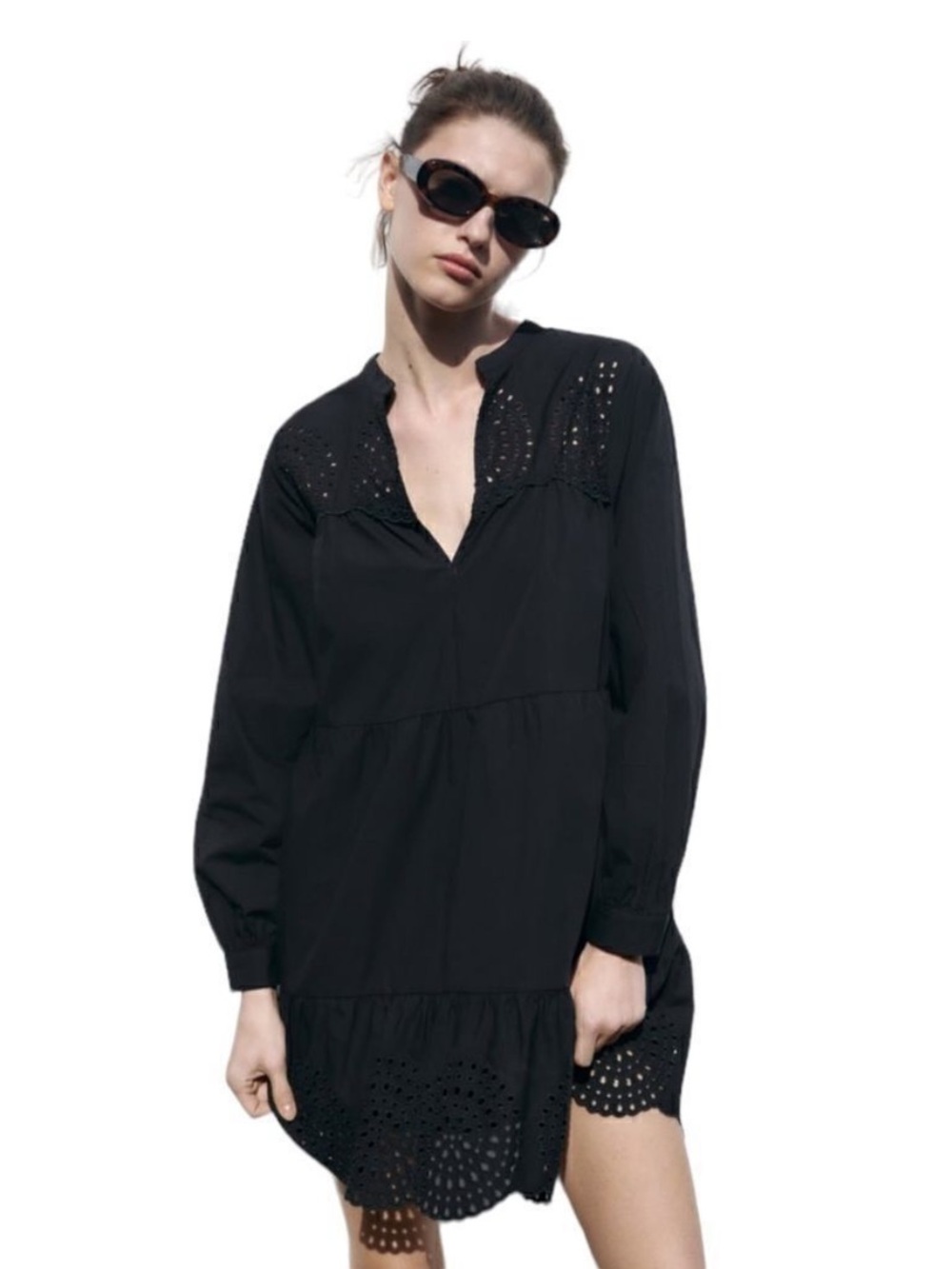 Zara Openwork Embroidered Mini Dress